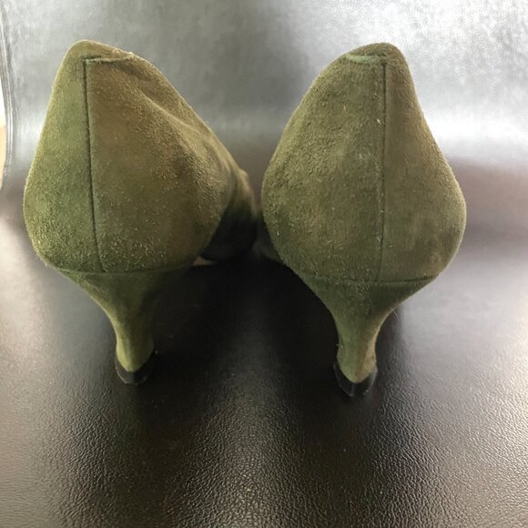 Vintage Amalfi Sage Green Suede Kitten Heel Pumps-Size 8.5AA-Italy - Picture 4 of 9